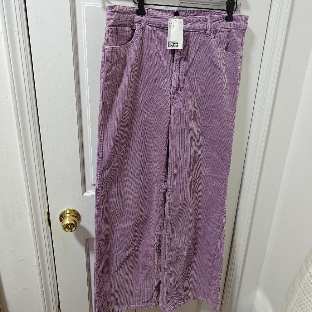 H&M Lavender Corduroy Wide Jeans Size 14